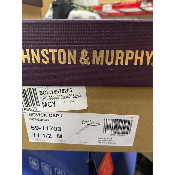 Johnston & Murphy Mens Novick Cap Toe Lace Up Oxford Burgundy Size 11.5M NIB - Picture 3 of 3